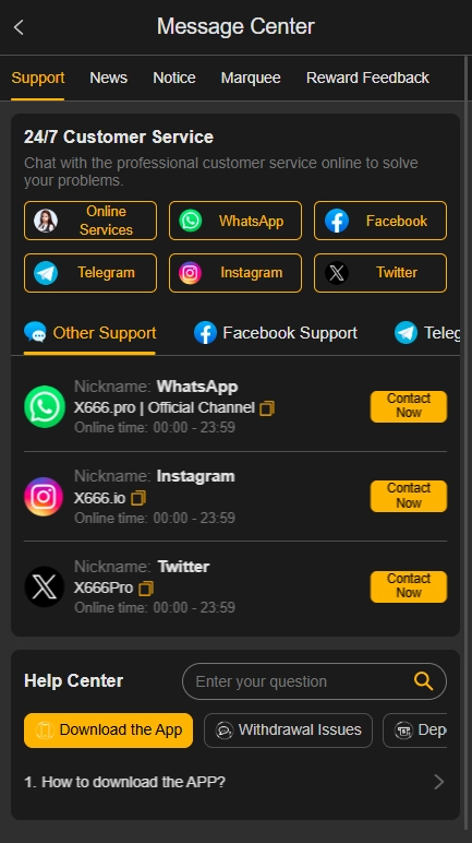 x666 Costumer Service